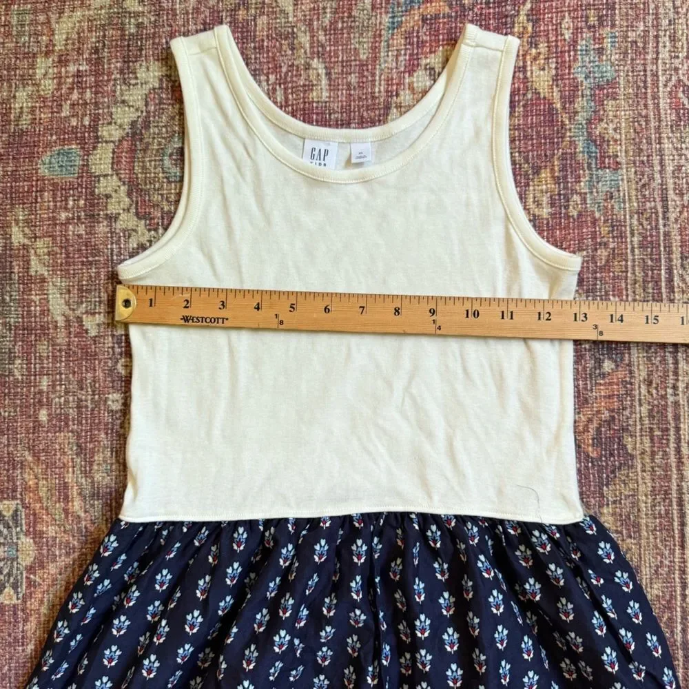Gap Girls XL 14/16 Sleeveless White and Navy Paisley Patterned Dress